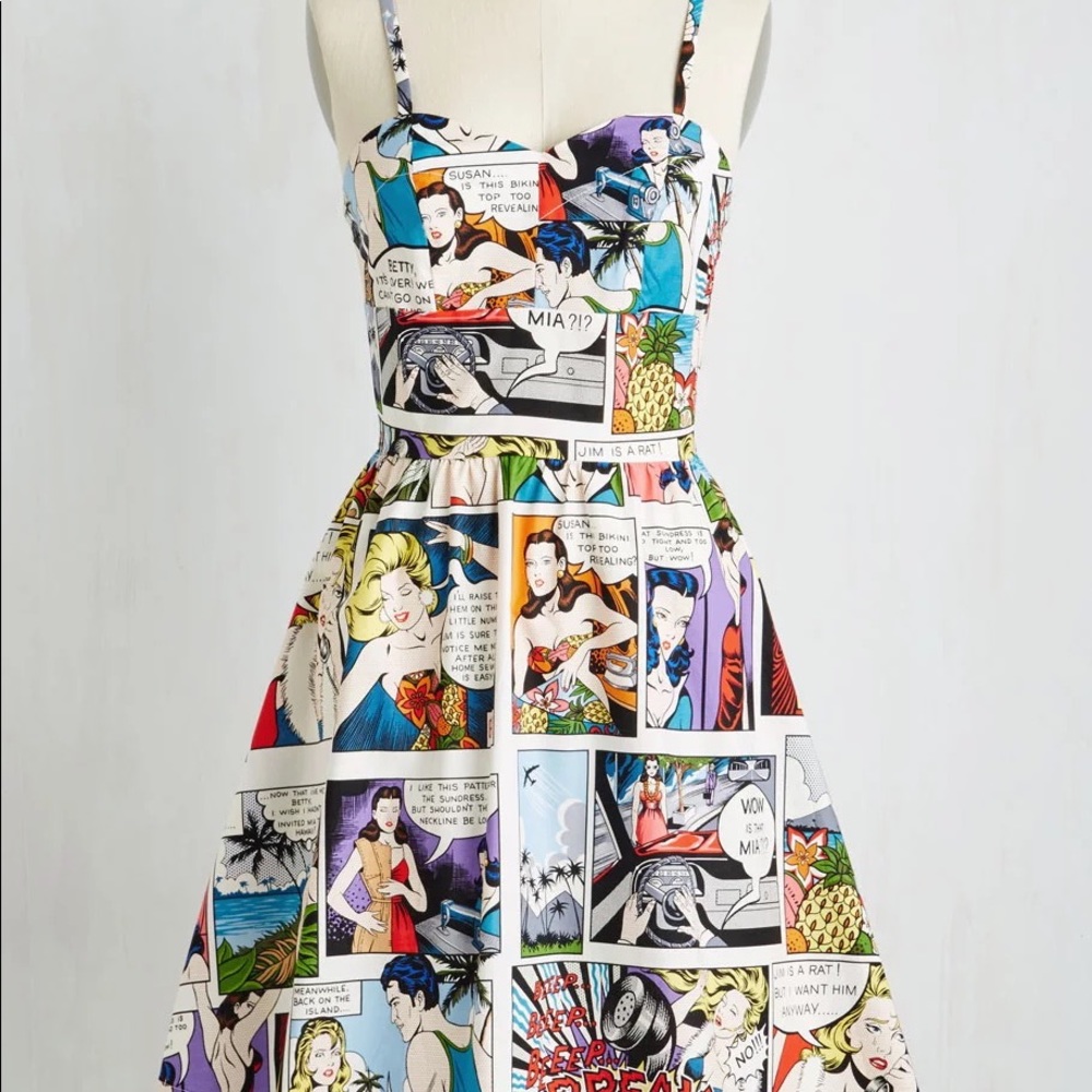 NWT never worn ModCloth retrolicous comic strip print dress size L